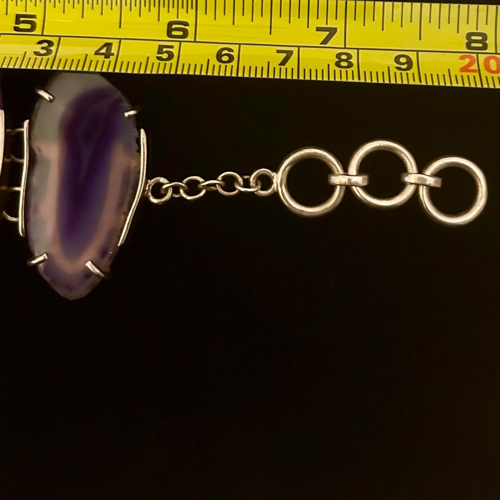 Whitney Kelly Sterling Sliced Purple‎ Agate Statement Bracelet Toggle - Picture 5 of 7